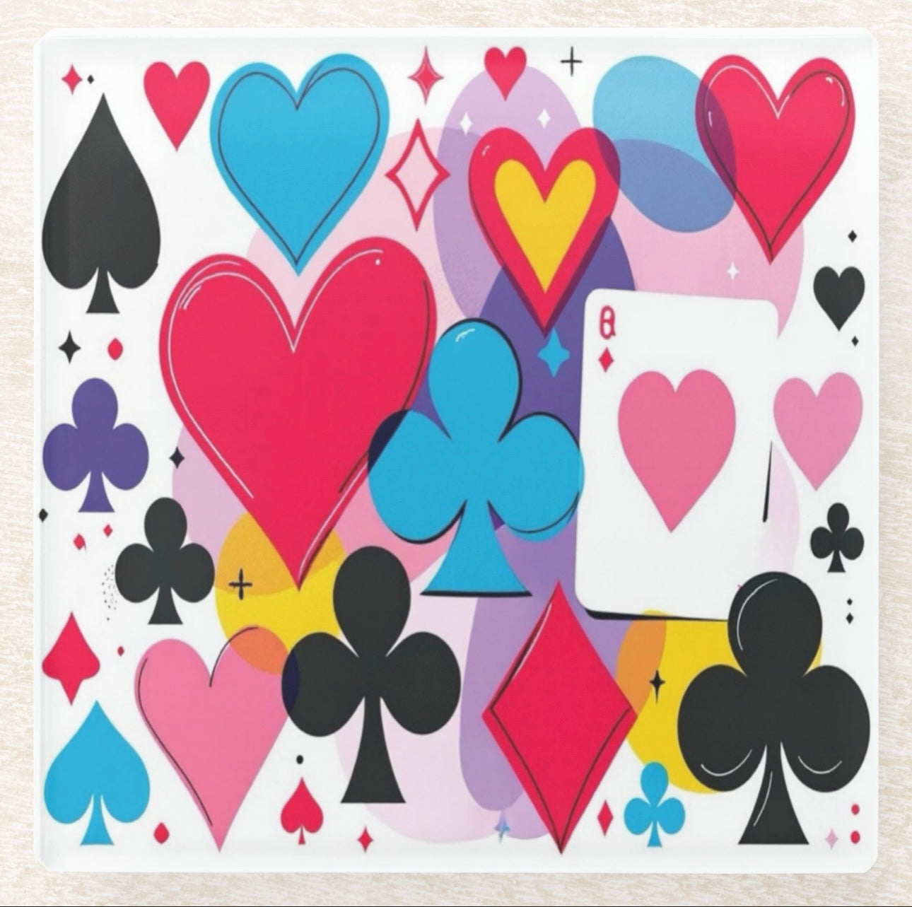 Abstract Card Symbols Canasta Coaster Set