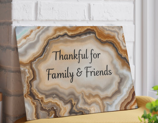 Thankful For Friends And Family Thanksgiving Glass Cutting Board