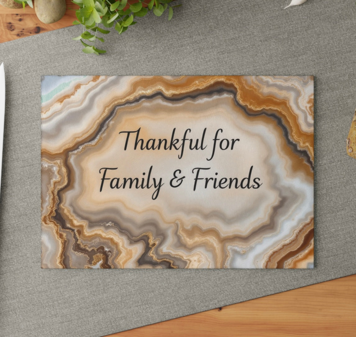 Thankful For Friends And Family Thanksgiving Glass Cutting Board