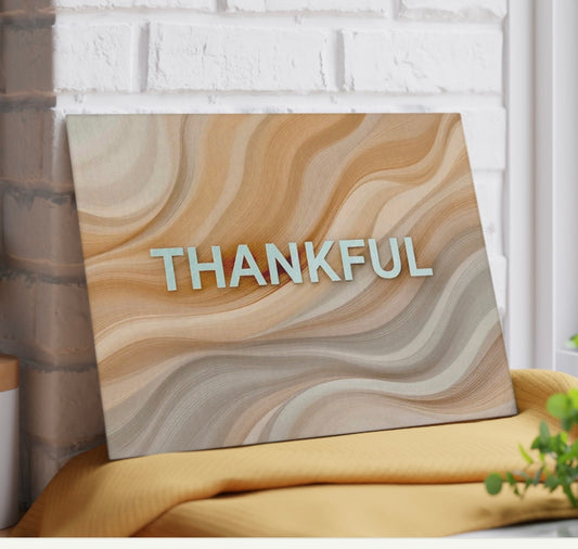 Thankful Thanksgiving Glass Cutting Board Serving Platter