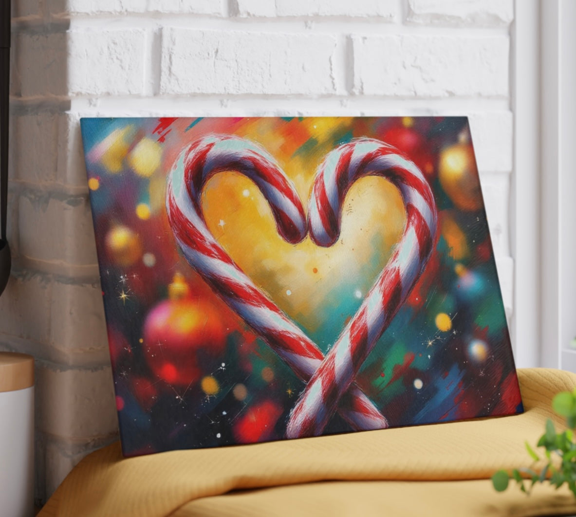 Christmas Candy Cane Heart Cutting Board