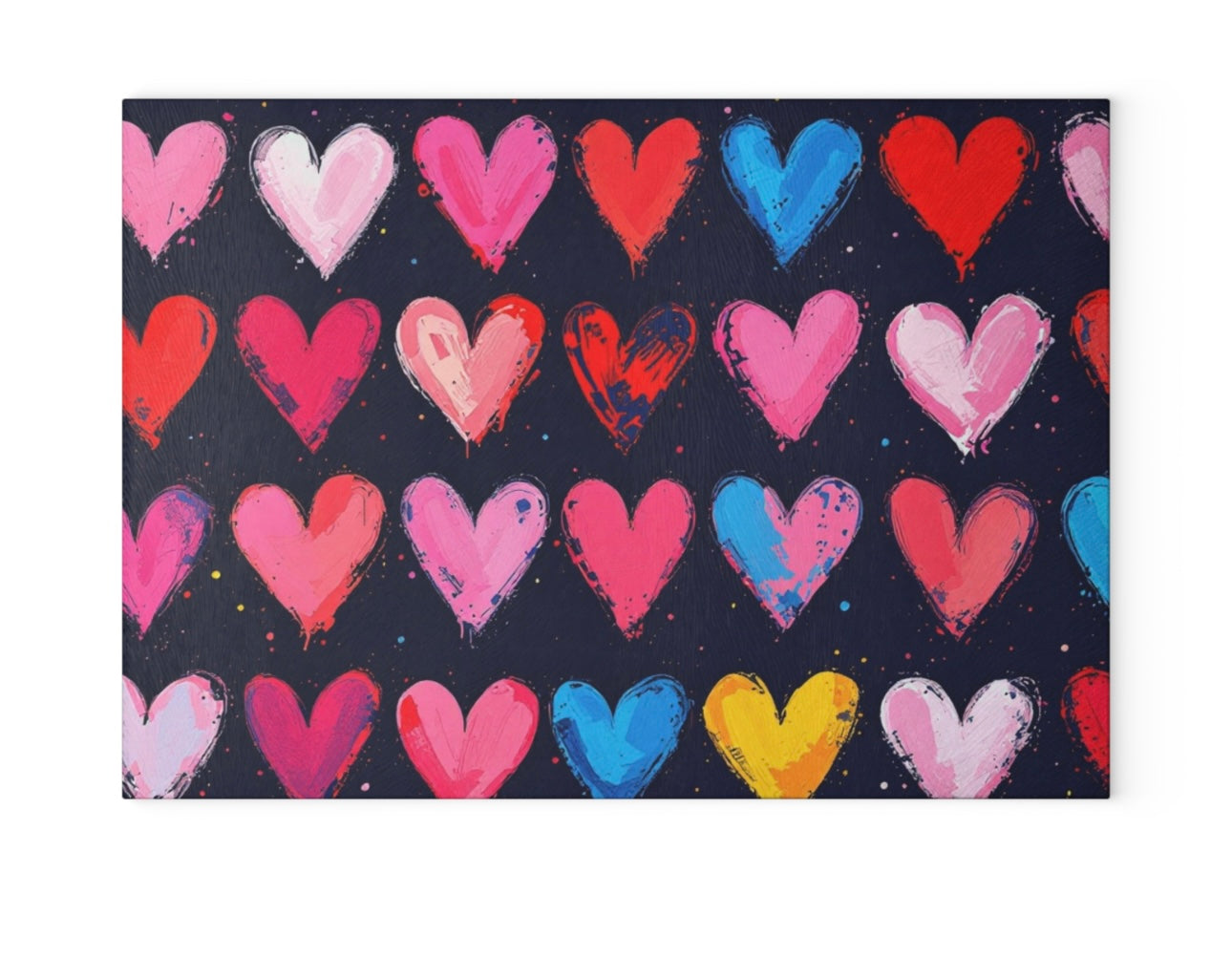 Hearts Art Glass Cutting Board Glass Platter