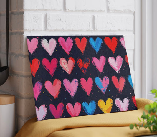 Hearts Art Glass Cutting Board Glass Platter