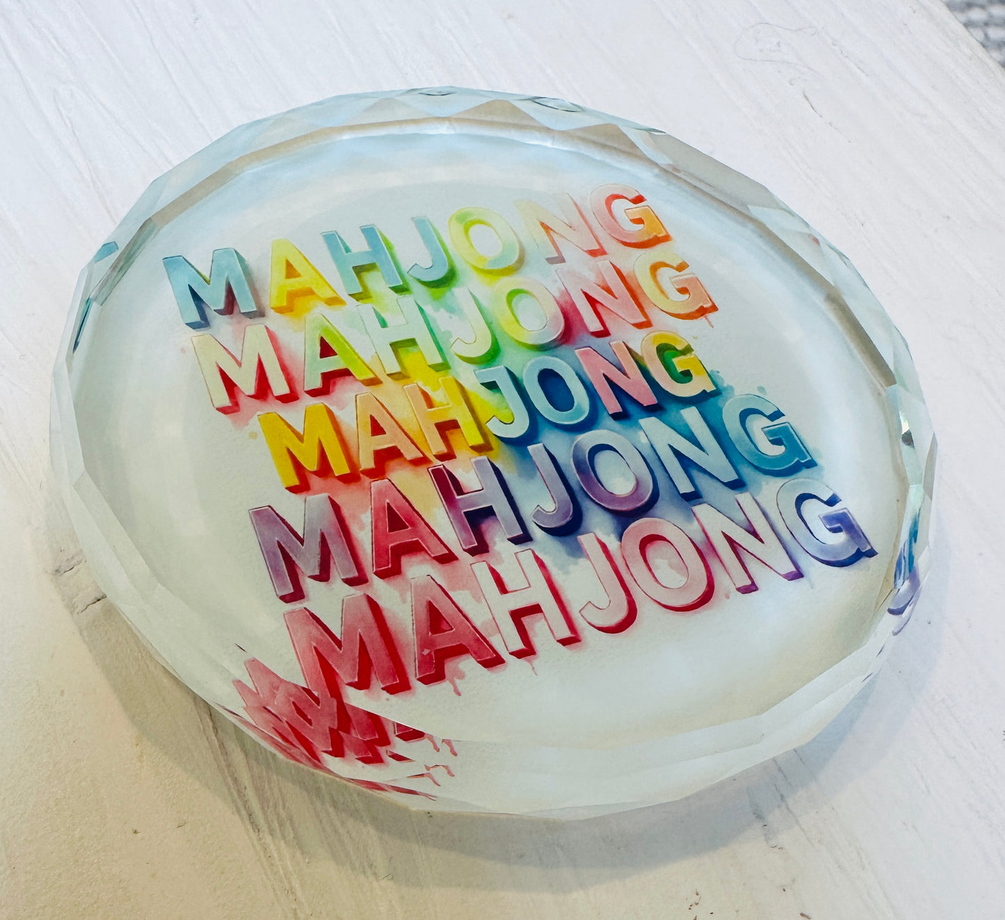 Mahjong Crystal Napkin Paperweight
