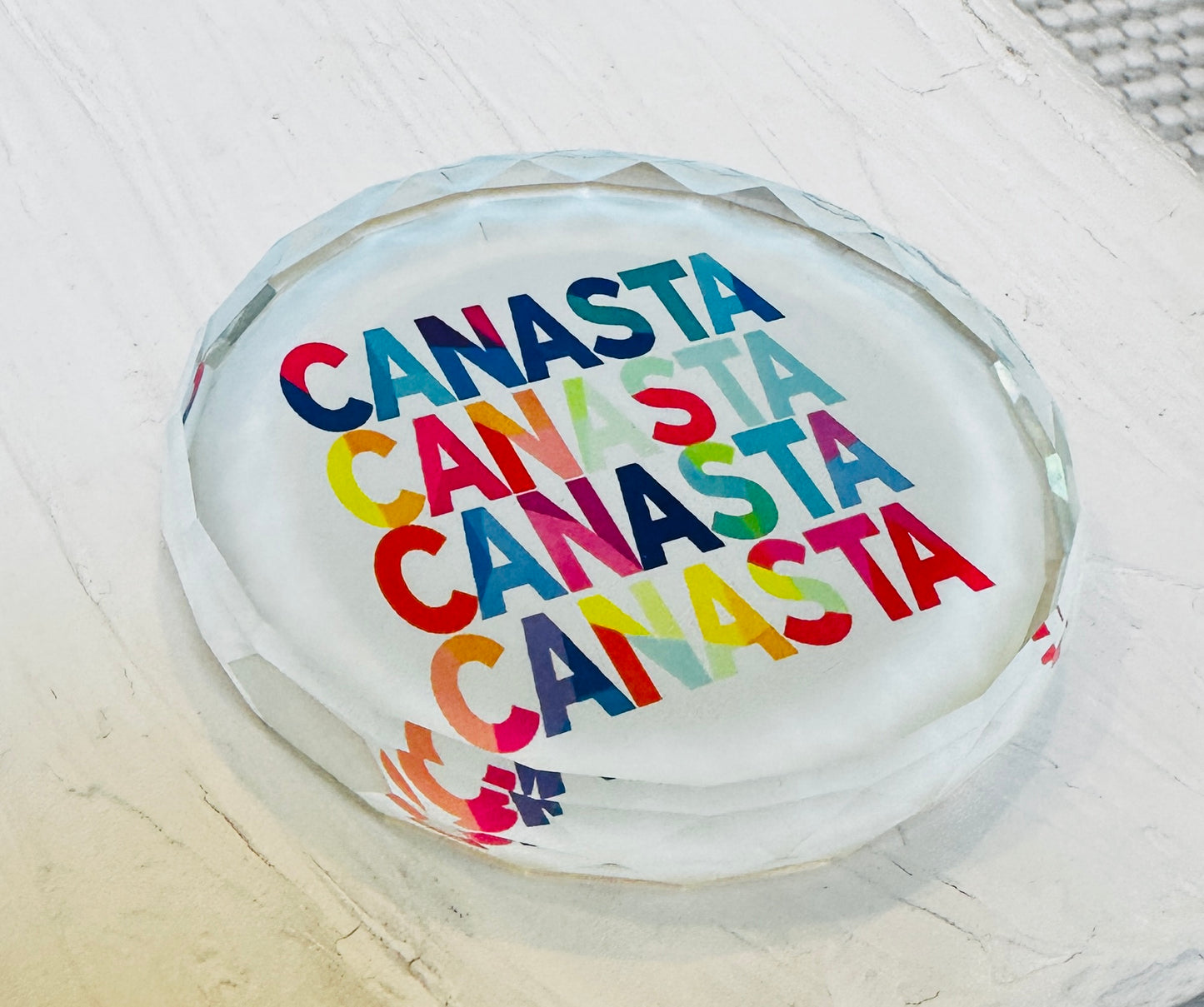 Canasta Crystal Napkin Paperweight