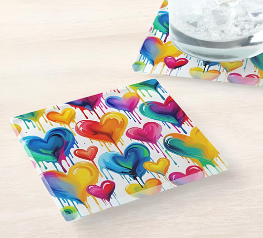 Heart Lover Glass Coaster Set