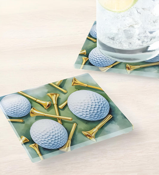 Golf Lover Glass Coaster Set