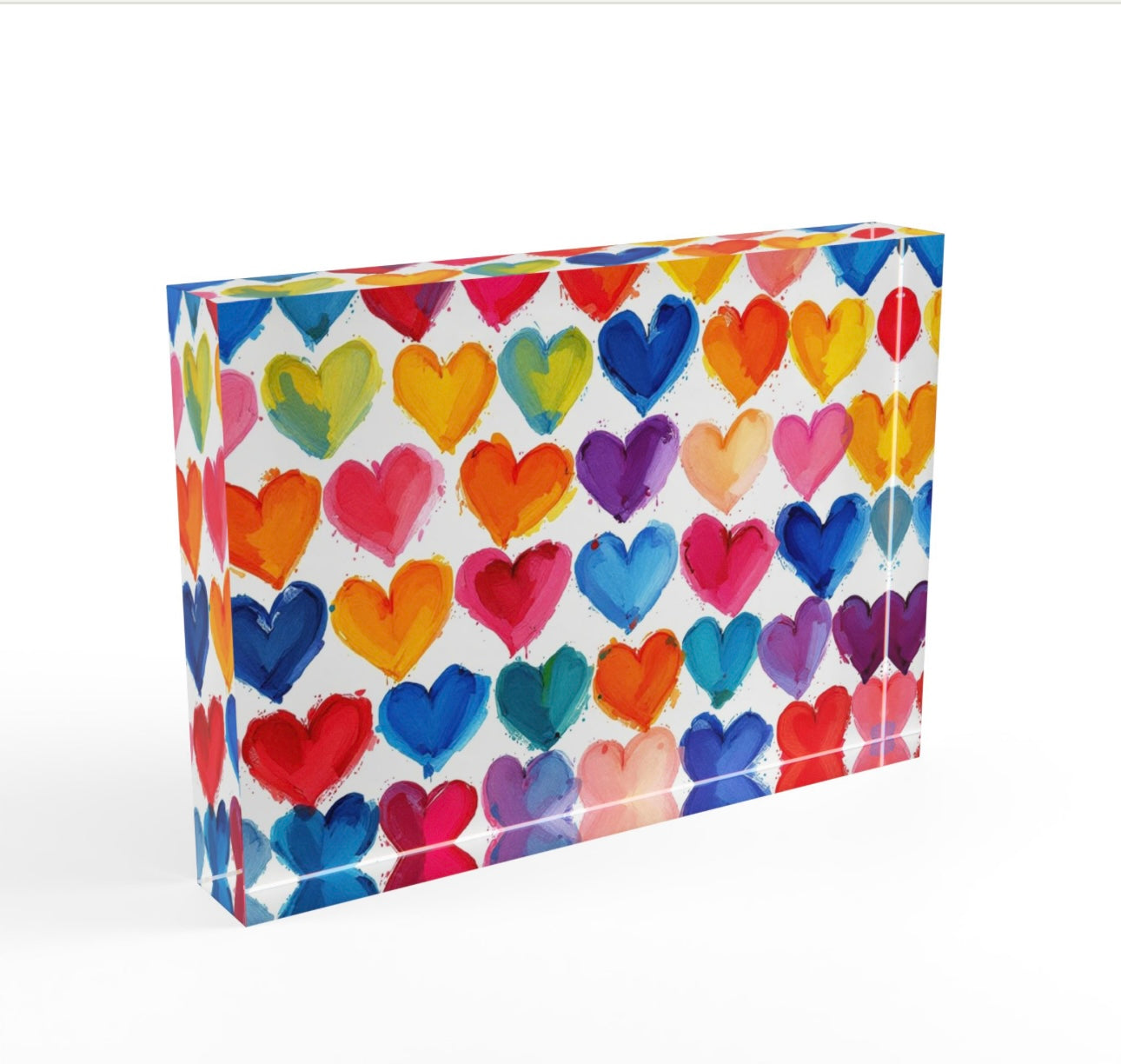 Colorful Hearts Crystal Block