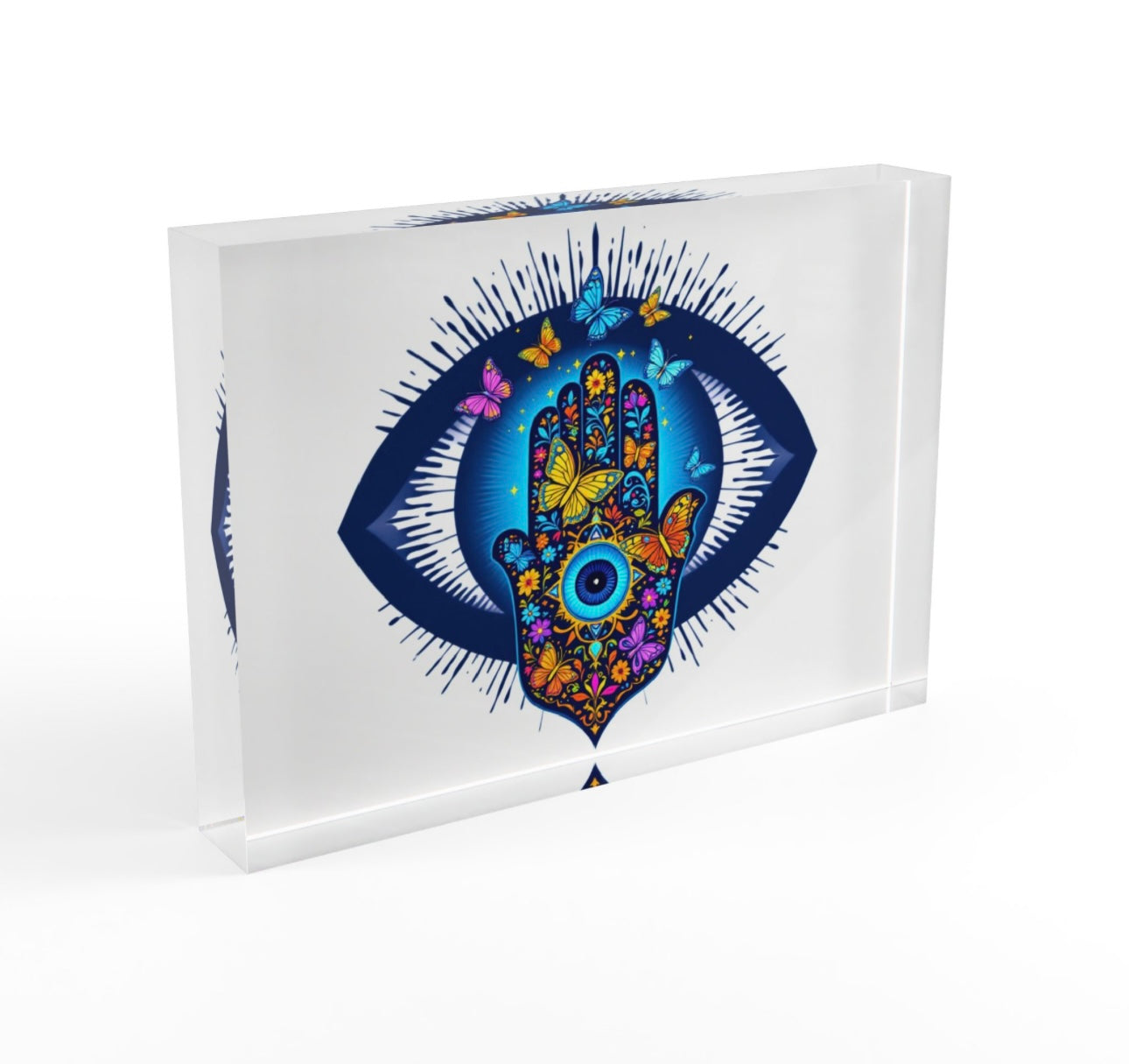 Evil Eye Hamsa Crystal Block