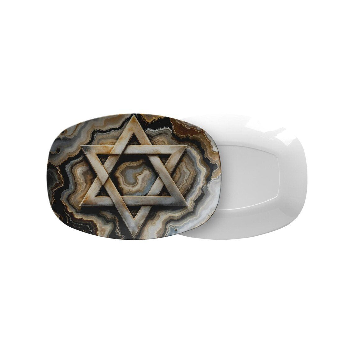 Star Of David Jewish Star Agate Judaica Art Serving Platter