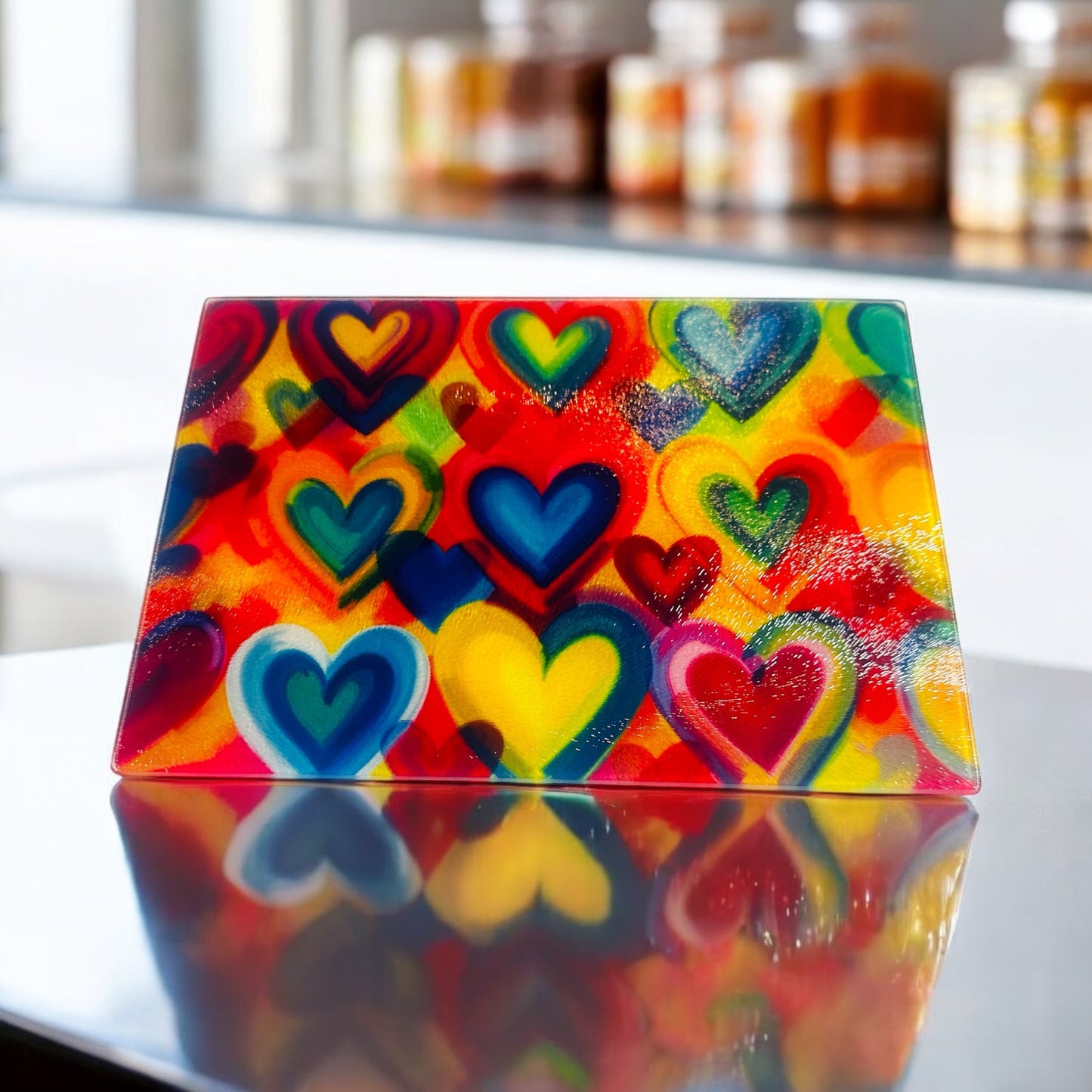 Colorful Hears Cutting Board Charcuterie Board