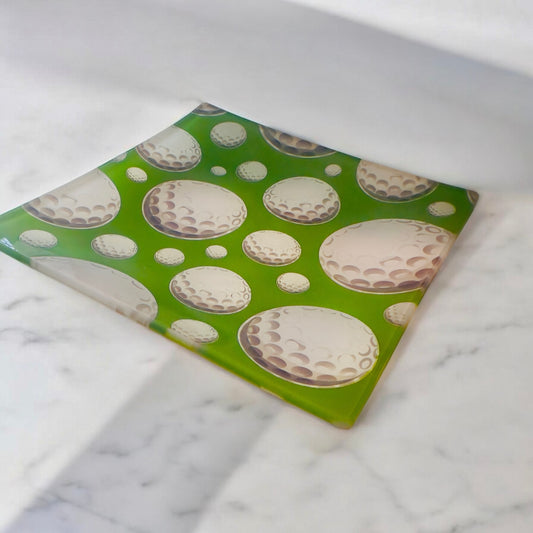 Golf Lover Glass Trinket Tray Catchall