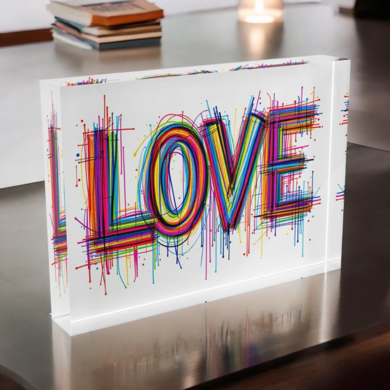 Colorful Love Crystal Block Table Decor