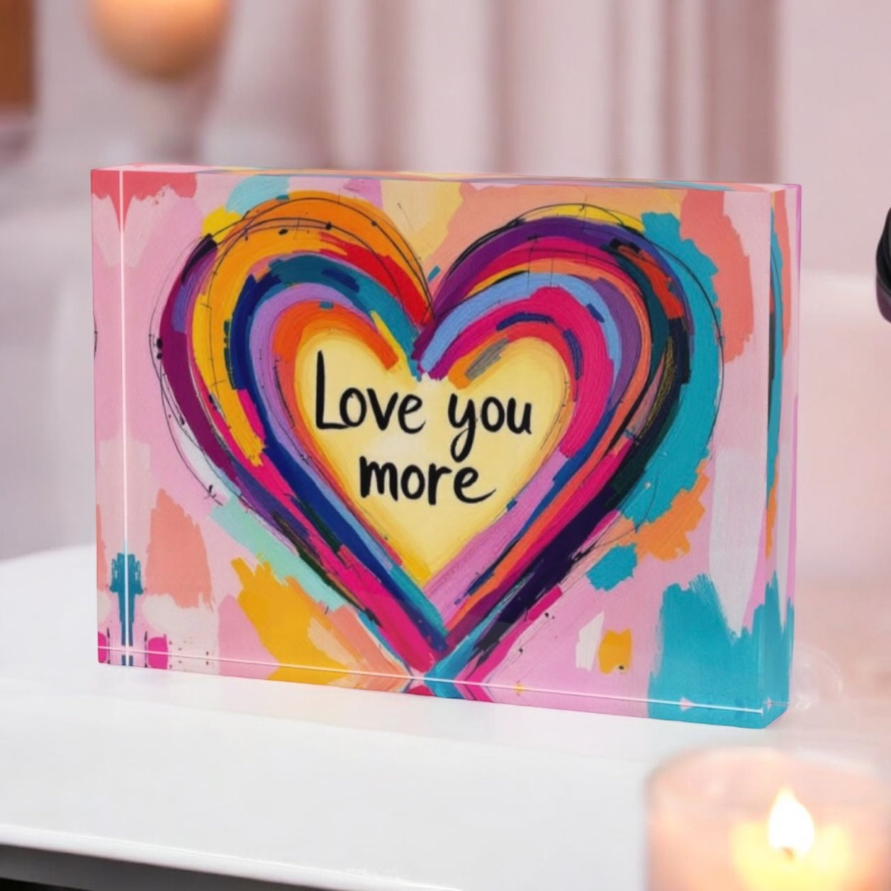 Love You More Crystal Block Table Decor