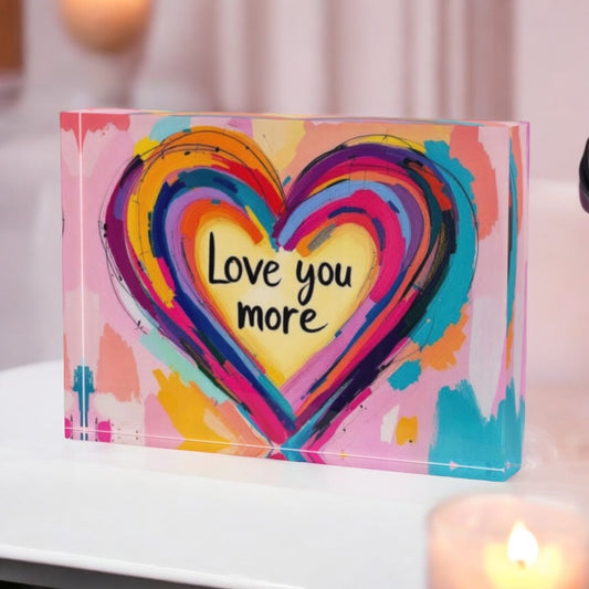 Love You More Crystal Block Table Decor