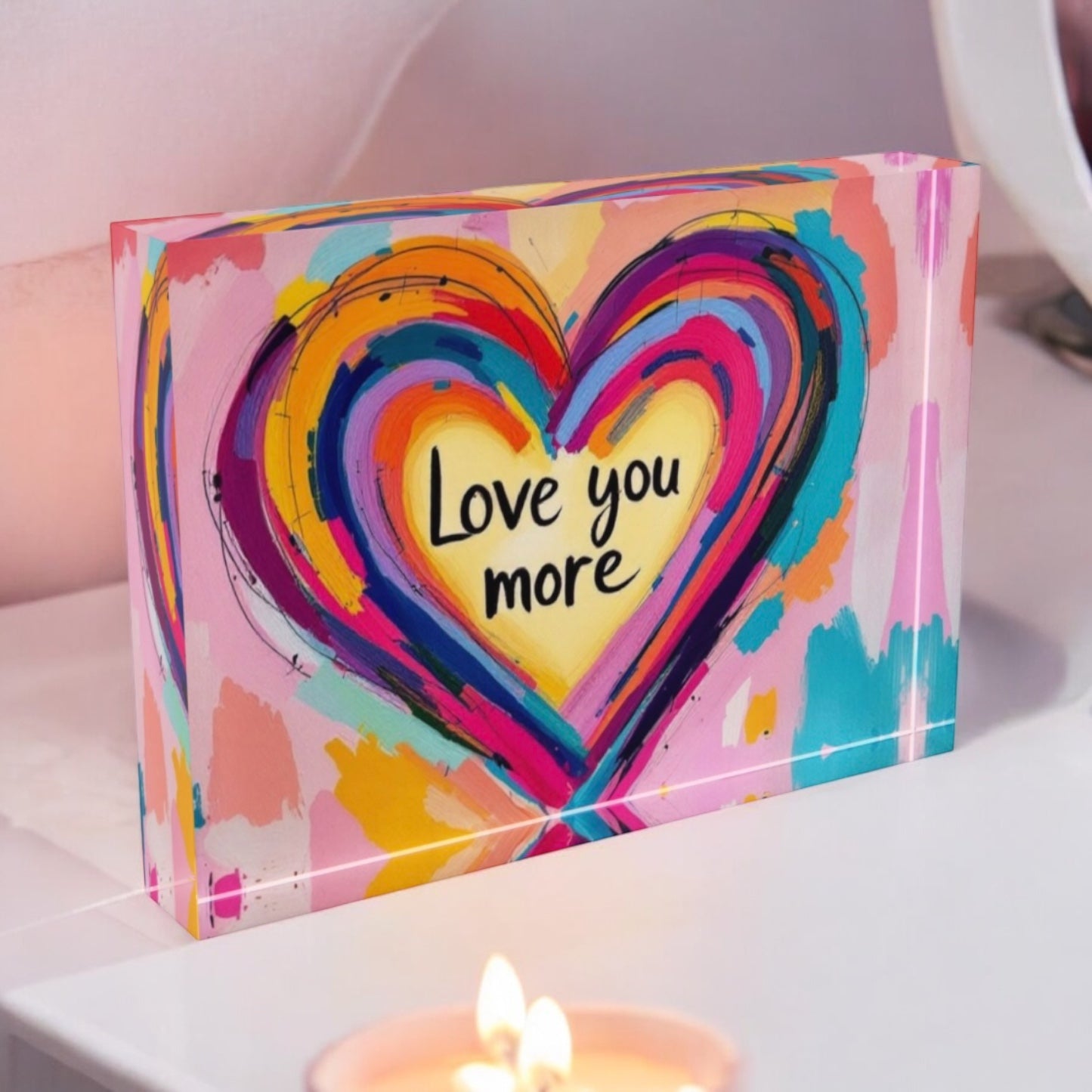Love You More Crystal Block Table Decor