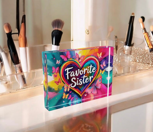 Favorite Sister Crystal Block Table Decor