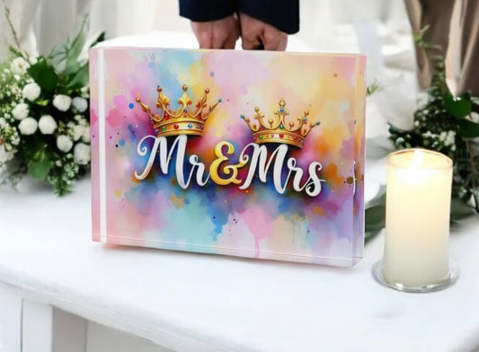 Mr and Mrs Wedding Crystal Block Table Decor