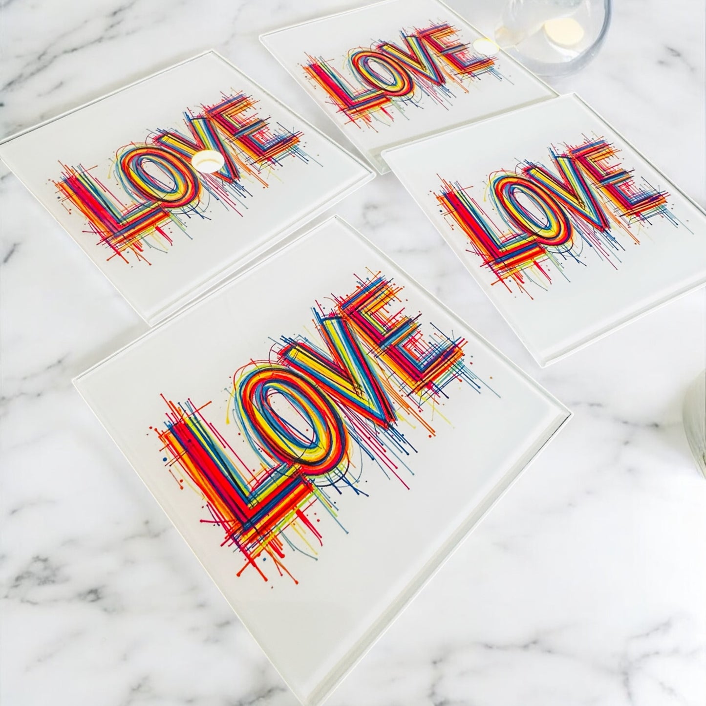 LOVE Abstract Coaster Set