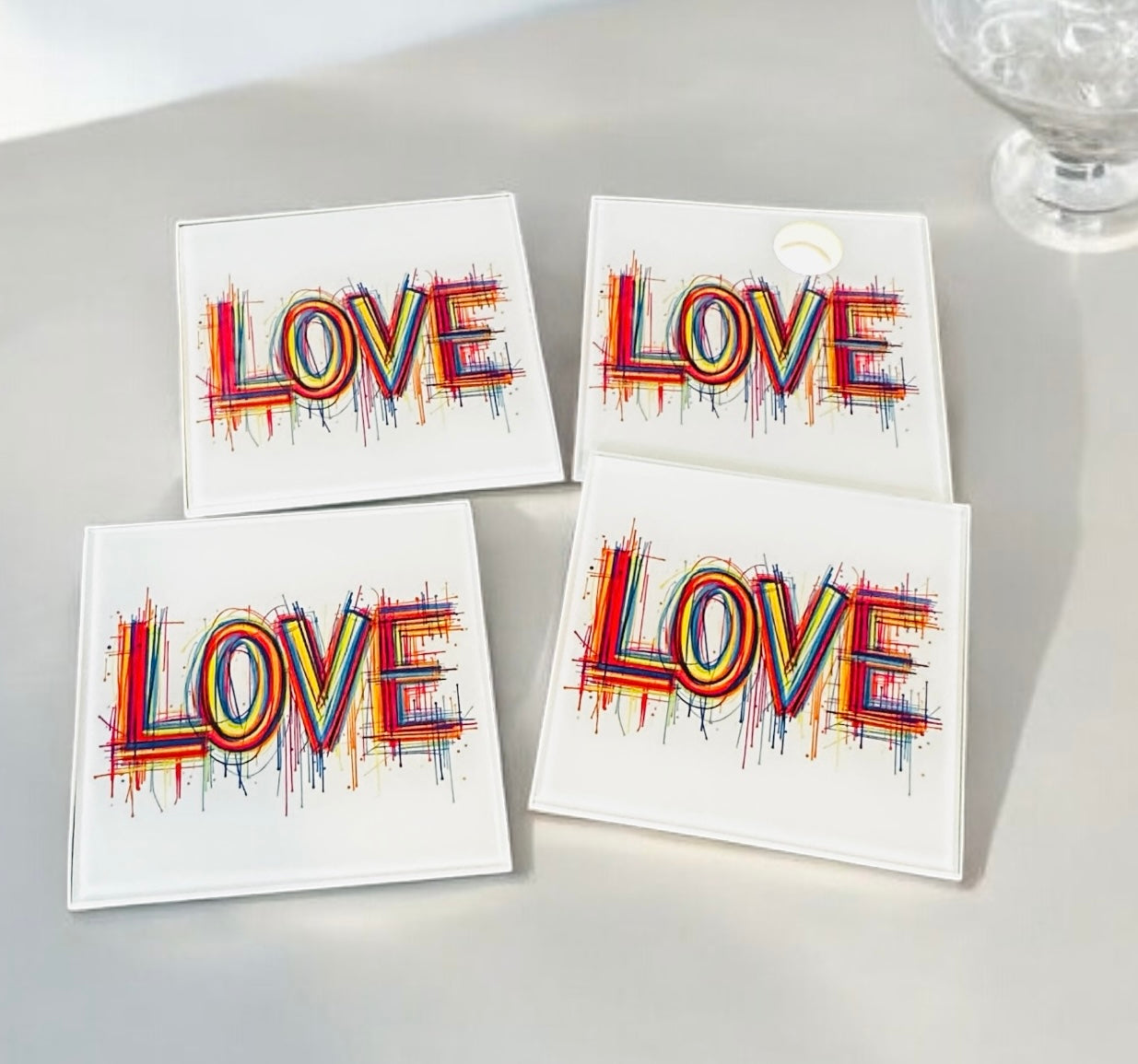 LOVE Abstract Coaster Set