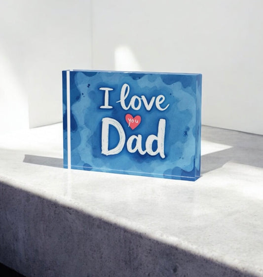 I Love You Dad Father’s Day Birthday Crystal Block Table Decor