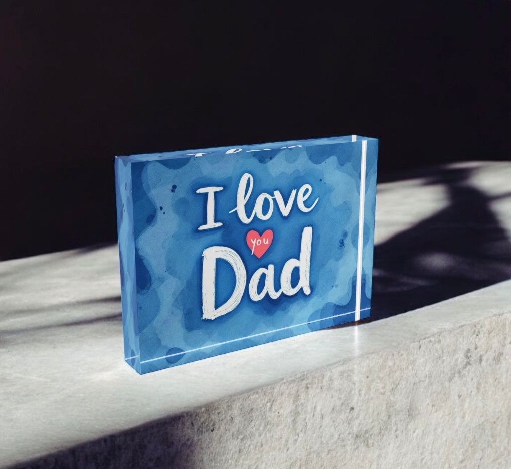 I Love You Dad Father’s Day Birthday Crystal Block Table Decor