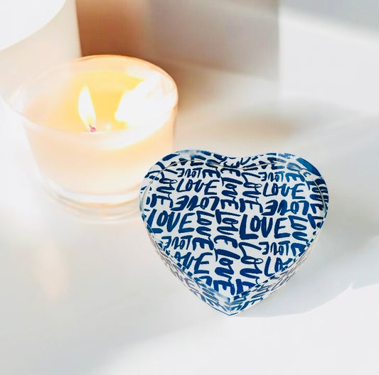Love Love Crystal Heart Paperweight