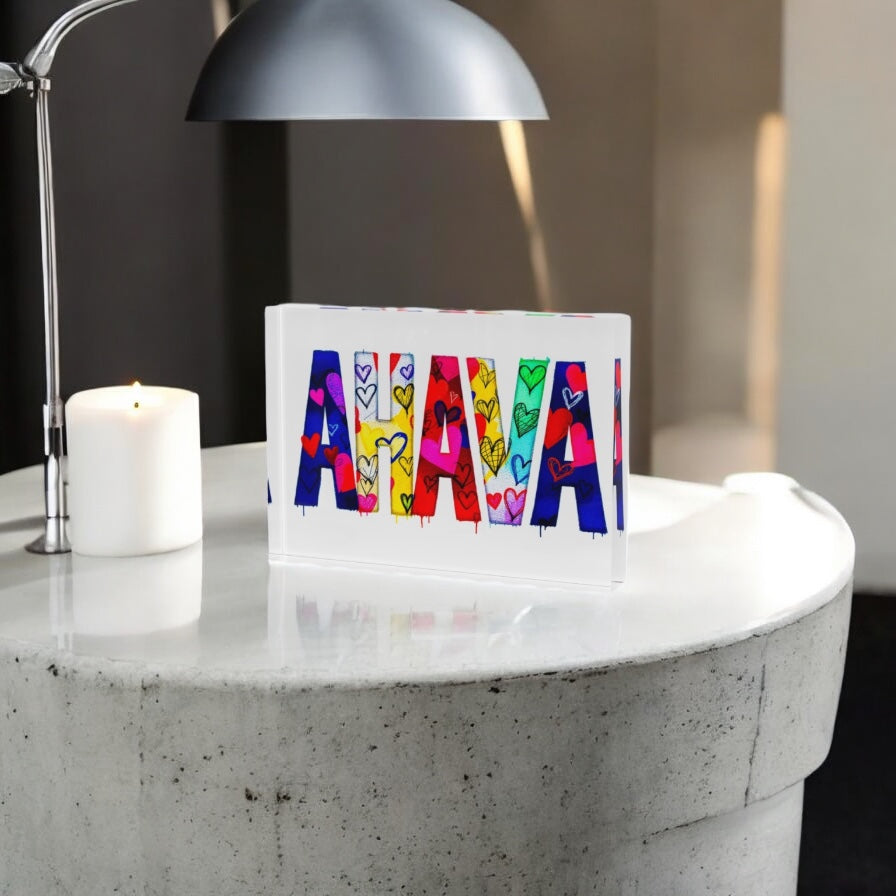 Ahava Crystal Block Table Decor