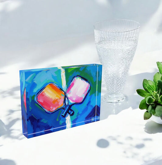 Pickleball Lover Crystal Block Table Decor