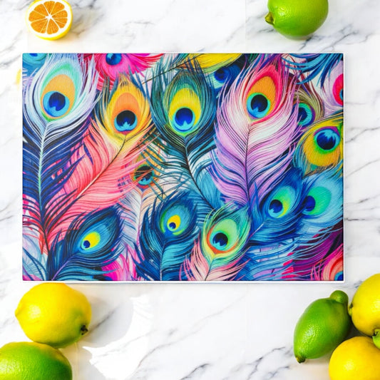 Peacock Feather Art Cutting Board