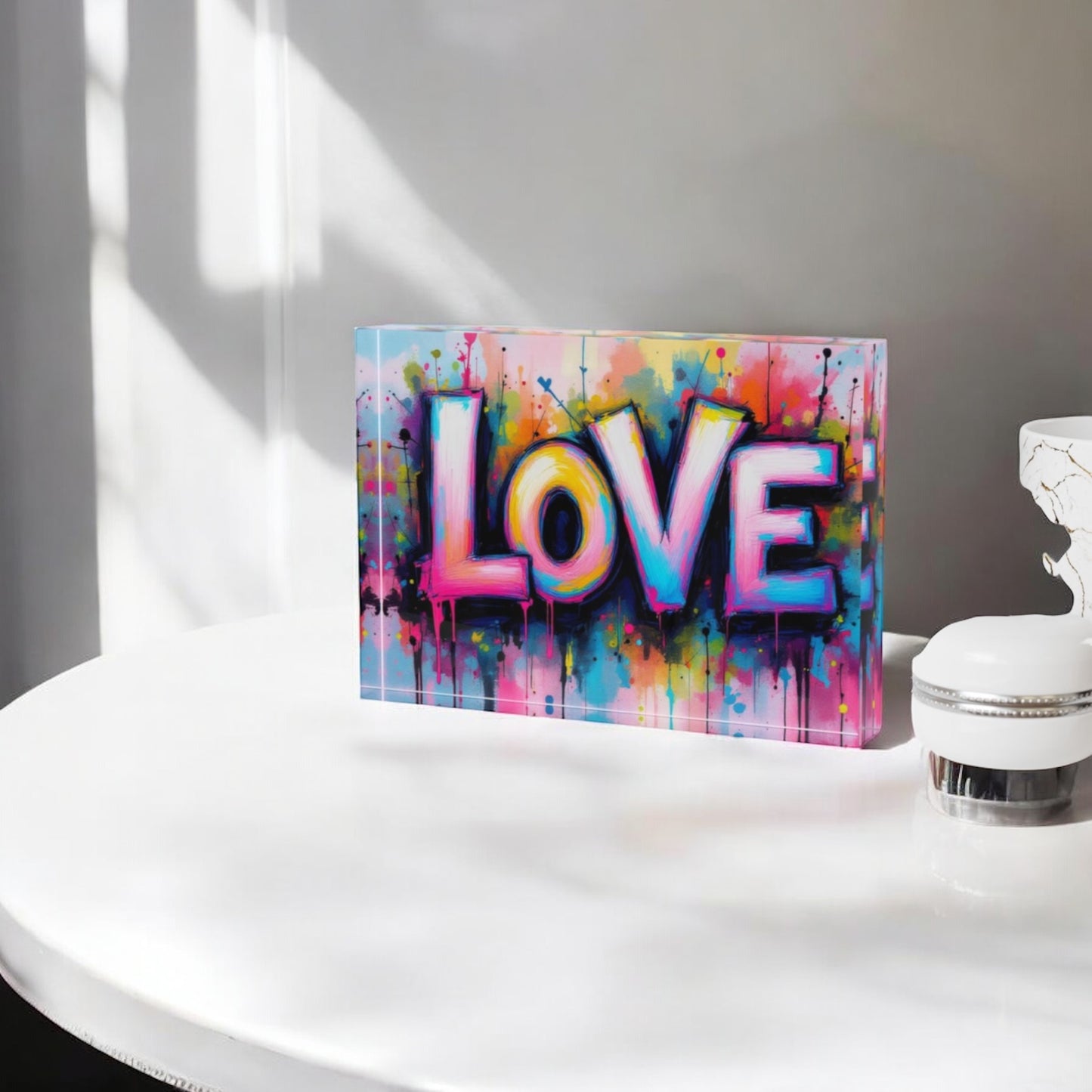 Graffiti LOVE Crystal Block Table Decor