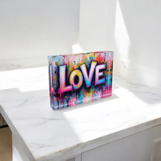 Graffiti LOVE Crystal Block Table Decor
