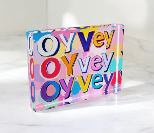 Oy Vey Crystal Block Table Decor