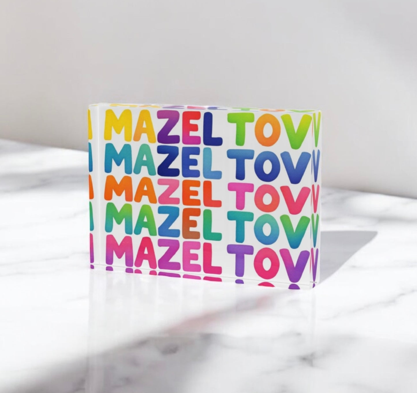 Mazel Tov Art Crystal Block Table Decor