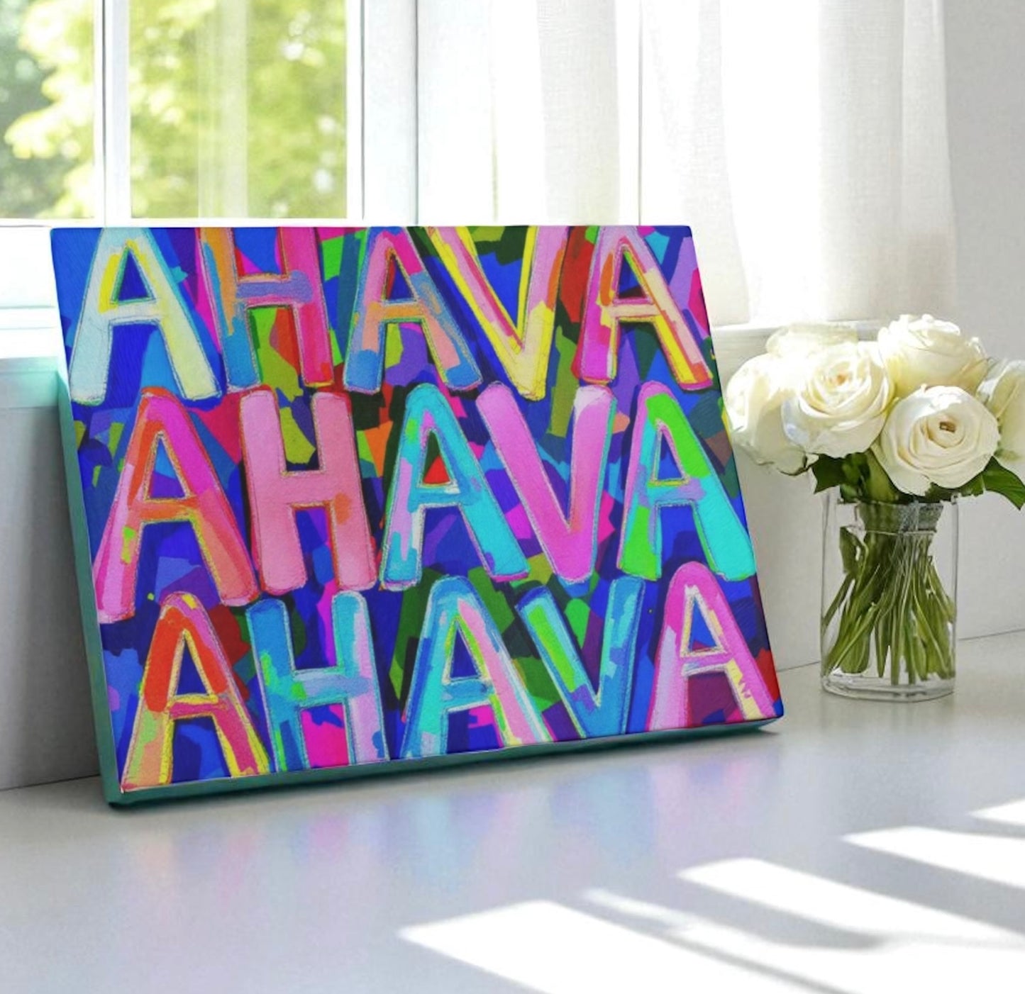 Colorful Abstract AHAVA Love Art Cutting Board