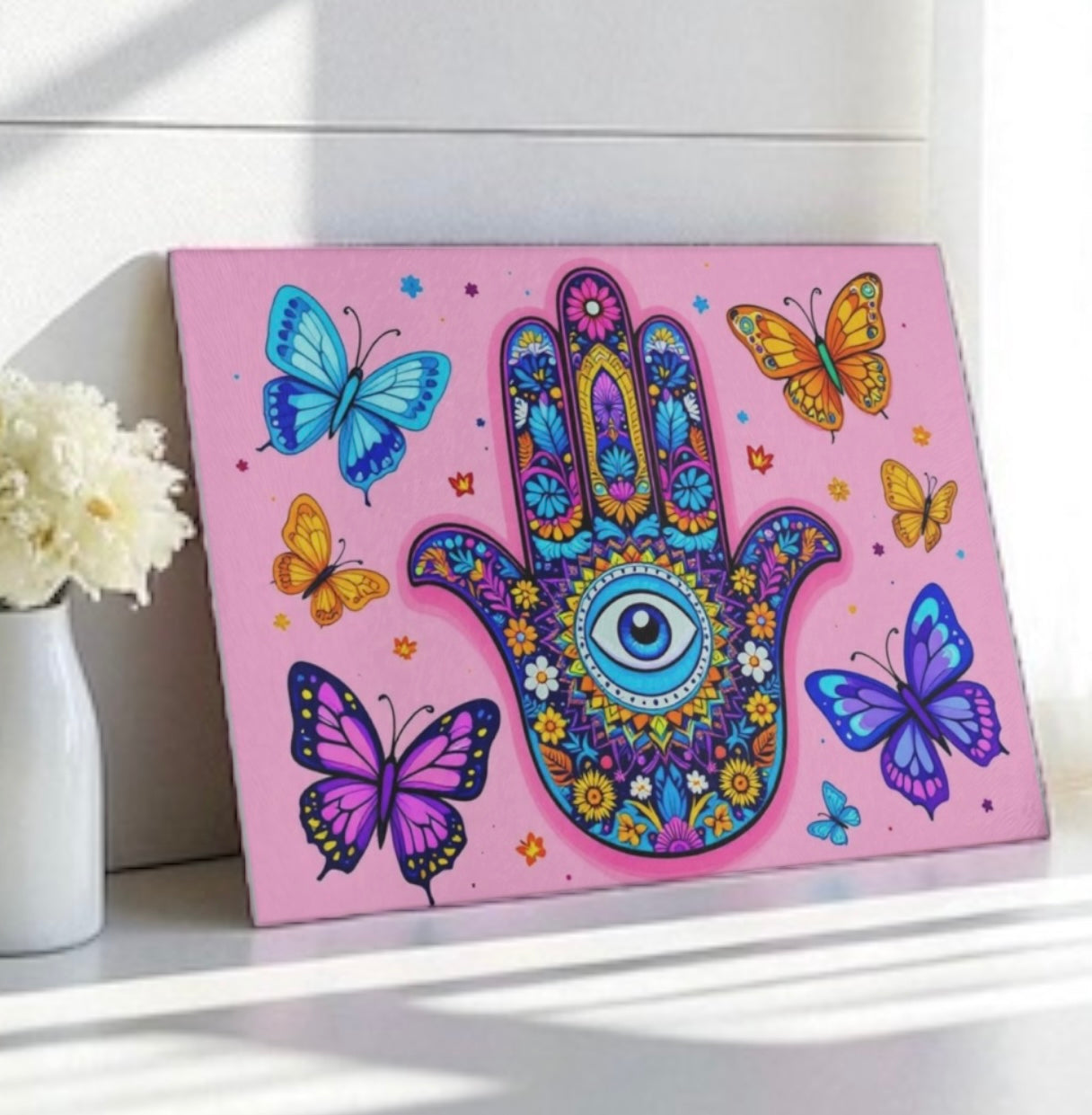 Hamsa Evil Eye Butterfly Cutting Board