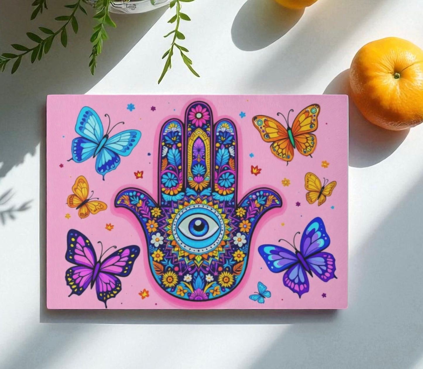 Hamsa Evil Eye Butterfly Cutting Board