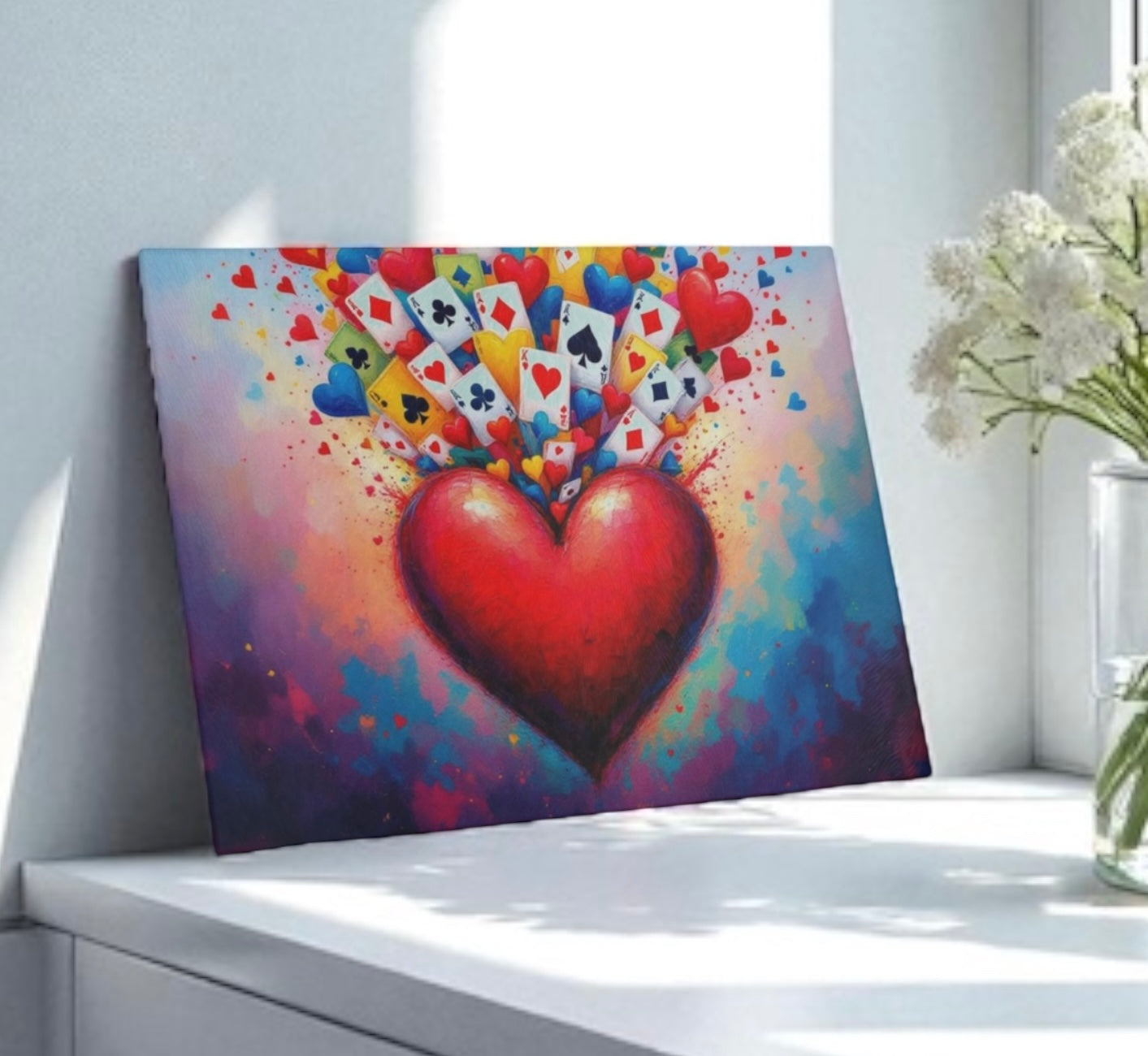 Canasta Heart Playing Cards Cutting Board
