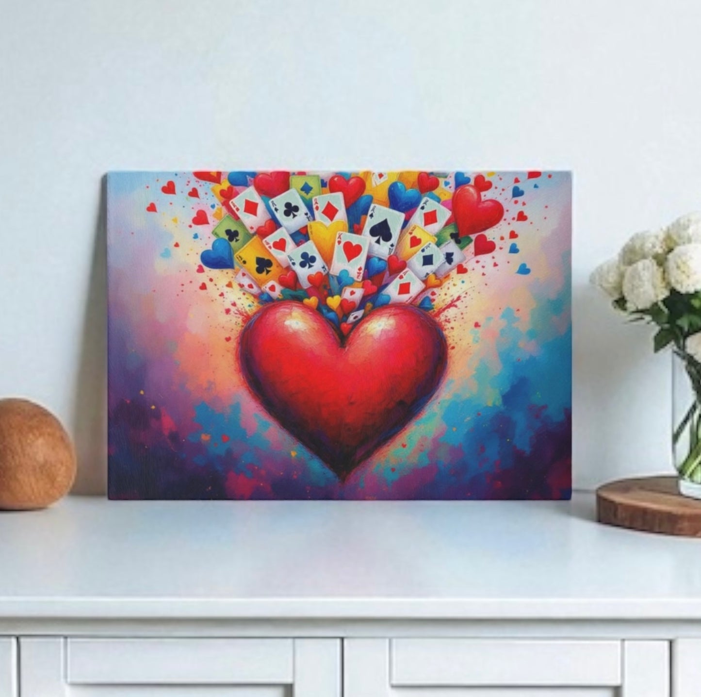 Canasta Heart Playing Cards Cutting Board