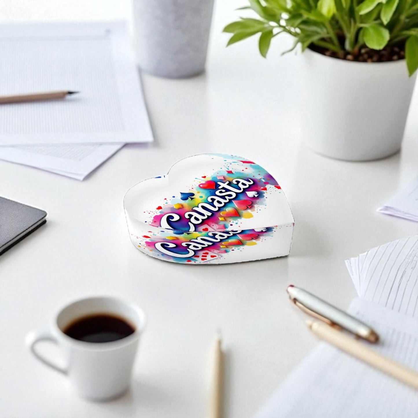 Canasta Lover Crystal Heart Paperweight