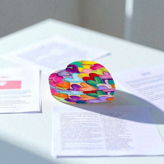Colorful Hearts Heart Paperweight