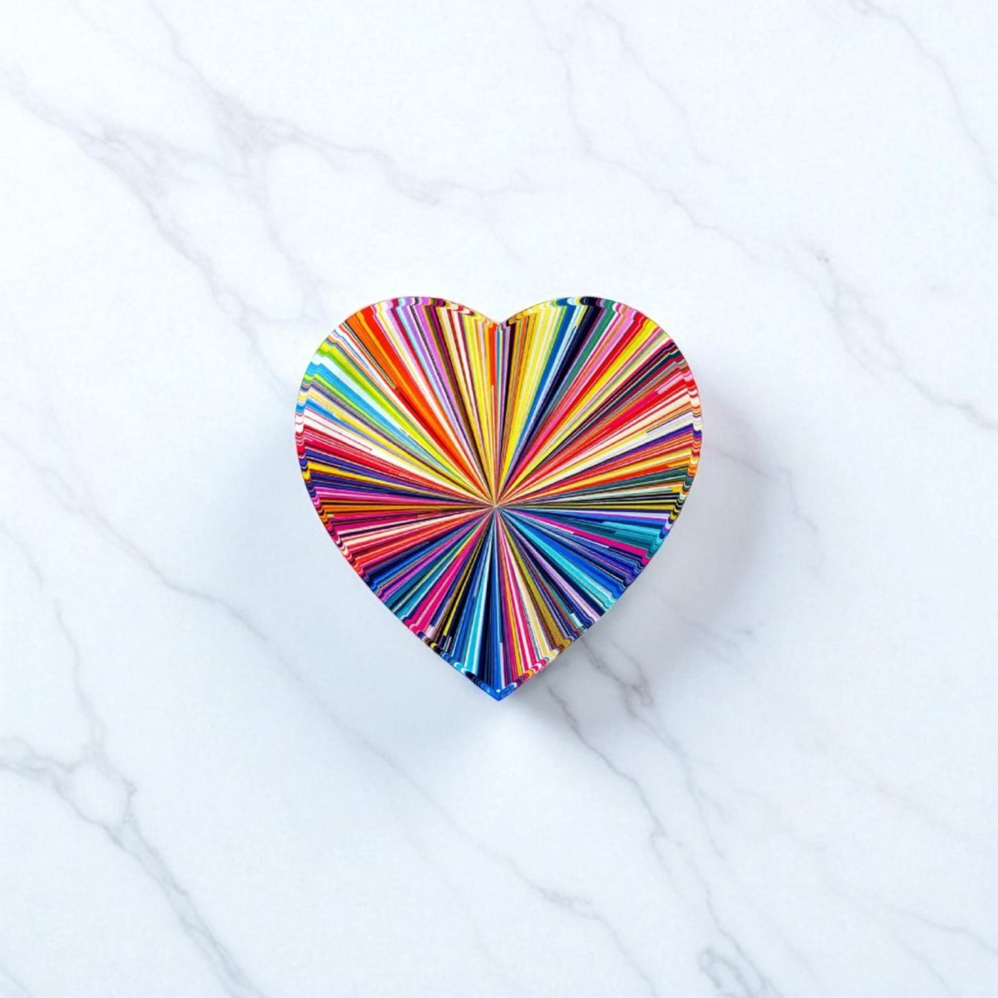 Colorful Abstract Lines Crystal Heart Paperweight