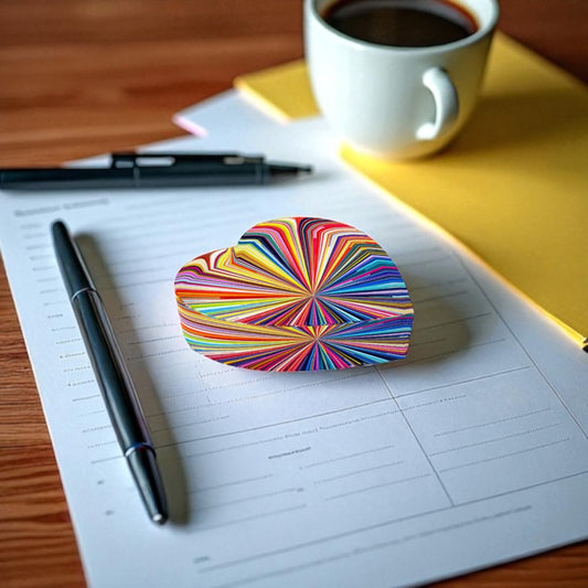 Colorful Abstract Lines Crystal Heart Paperweight
