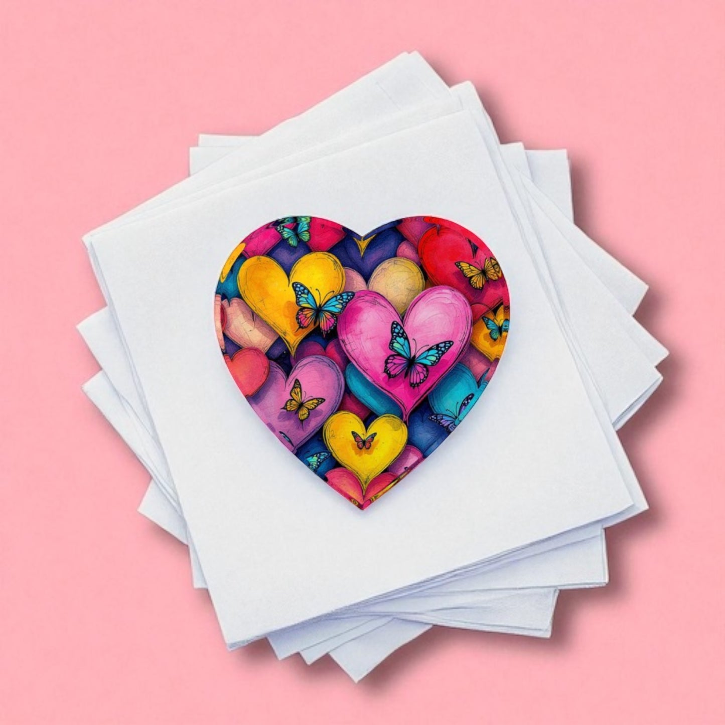 Hearts And Butterflies Crystal Heart Paperweight