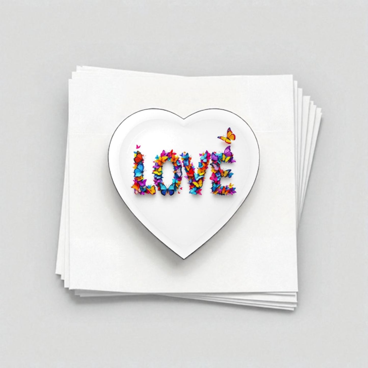 Love Butterfly Crystal Heart Paperweight