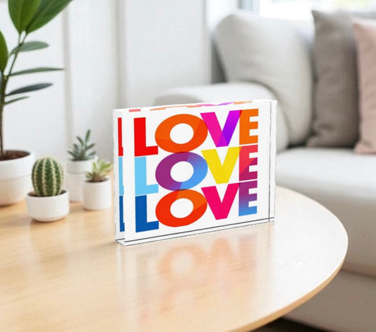 LOVE LOVE LOVE Crystal Block Table Decor
