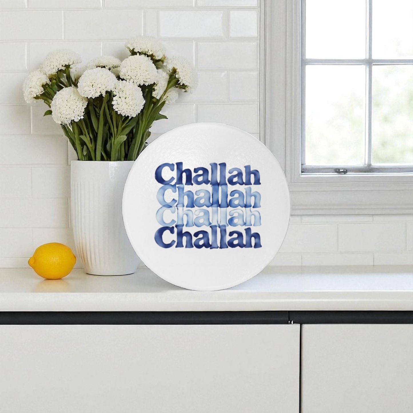 Challah Board Glass Cutting Board Serving Platter