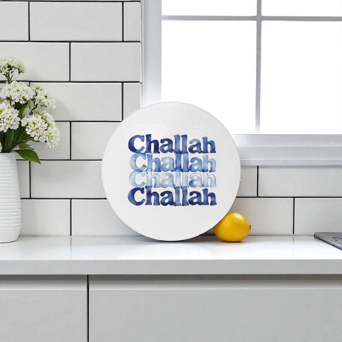 Challah Board Glass Cutting Board Serving Platter