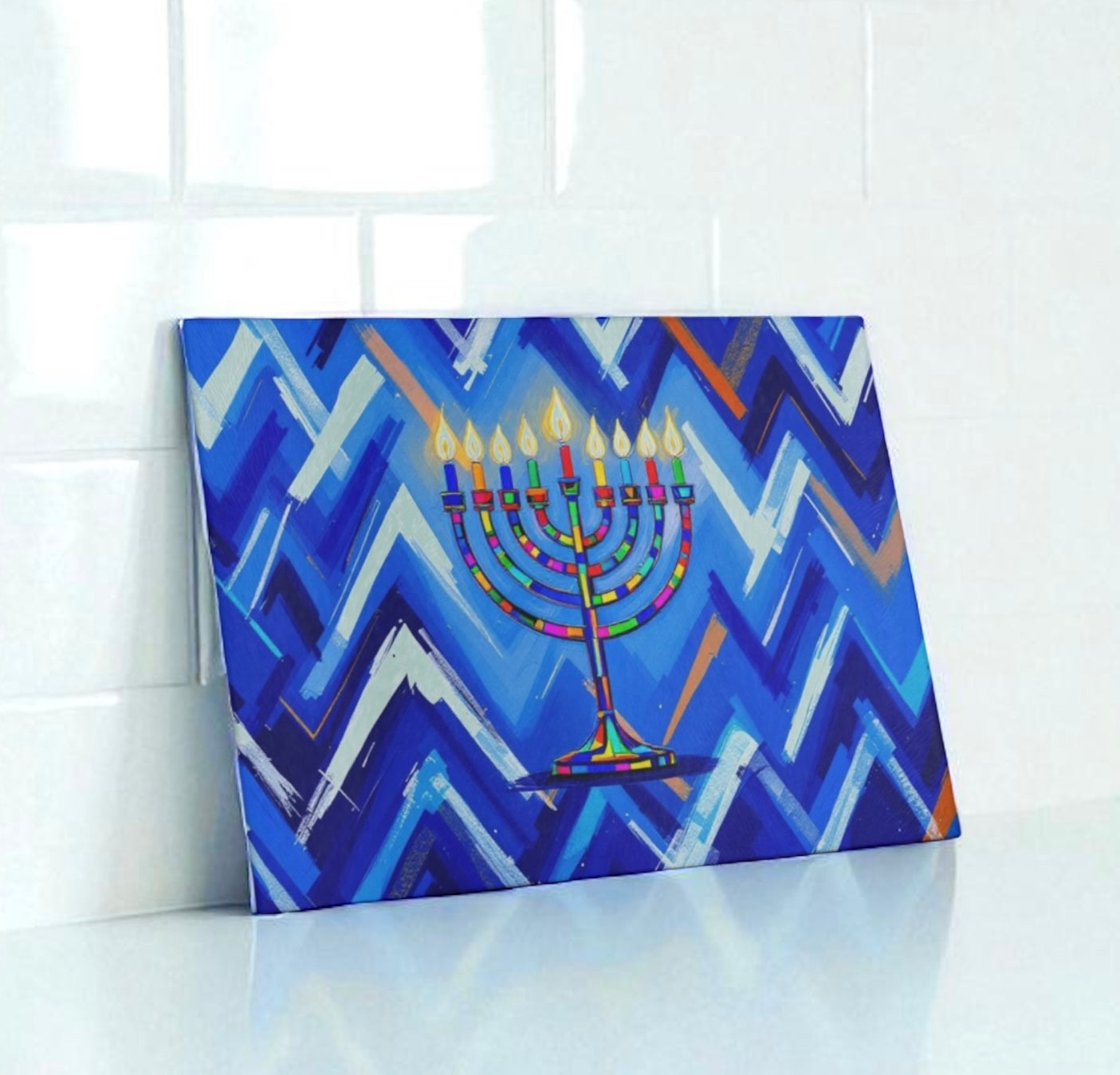 Menorah Shabbat Candle Board Cutting Board
