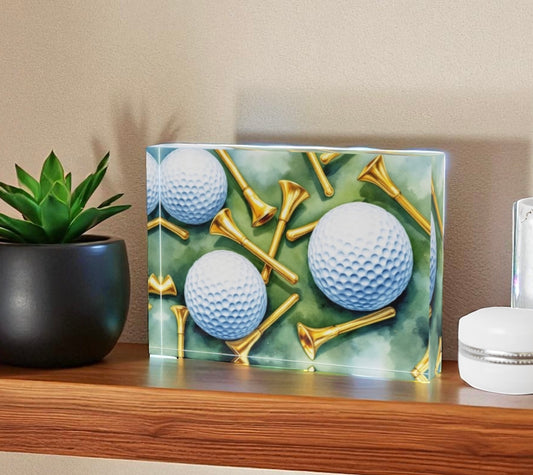 Golf Lover Gift For Him Crystal Block